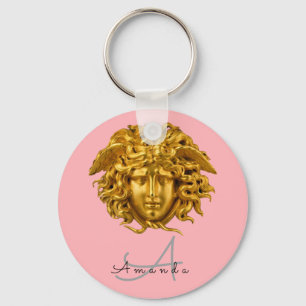 Chic Fransk Guld Medusa Mask nyckelkedja för Rosa Nyckelring