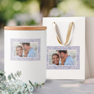 Chic Fransk Lilac Theme Photo Bröllopsetiketters Mat Etiketter