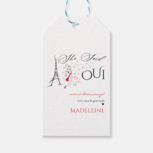 Chic fransk parisiska Hon sa oui bröllopsdusch Presentetikett