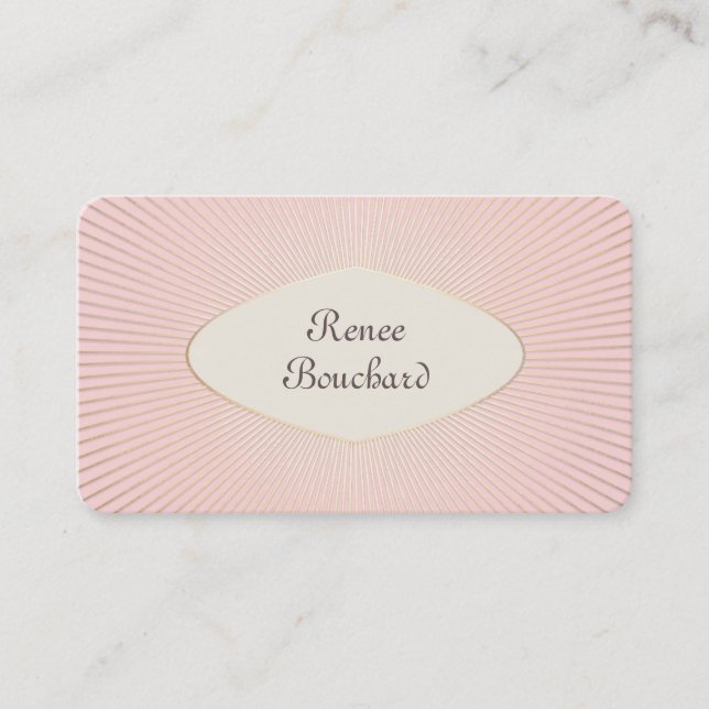 Chic Fransk Vintage Guld Sunburst  Rosa Visitkort (Framsida)