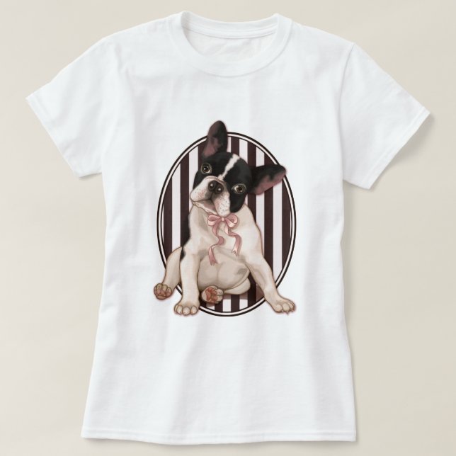 Chic franska bulldogg- och klassikerrandar t shirt (Design framsida)