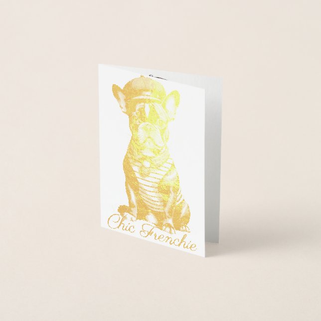 Chic Frenchie: Snyggt Fransk Bulldog Design för T Folierat Kort (Framsida)