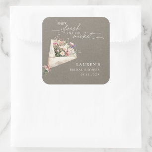 Chic Fresh Off the Market Blommig Bondens Marknad Fyrkantigt Klistermärke