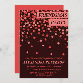 Chic Friendsmas inbjudan Red Glitter Confetti