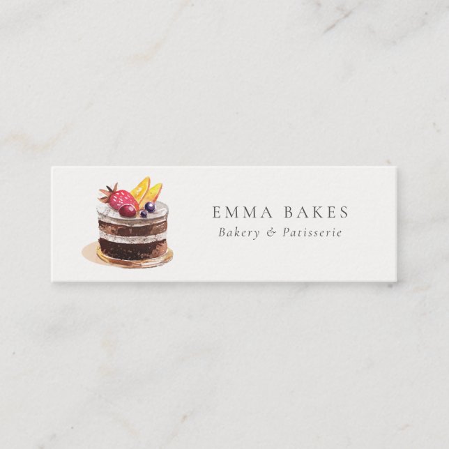 CHIC FRUIT BLOMMIGT CAKE PATISSERIE CUPCAKE BAKERY MINI VISITKORT (Framsida)