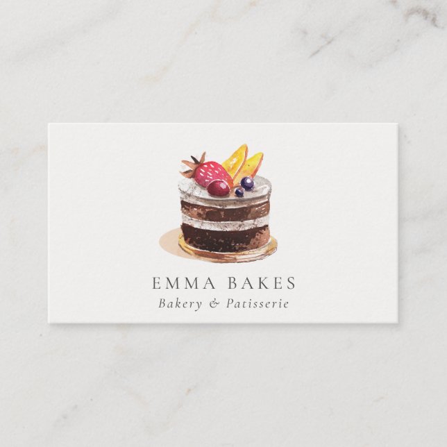 CHIC FRUIT BLOMMIGT CAKE PATISSERIE CUPCAKE BAKERY VISITKORT (Framsida)