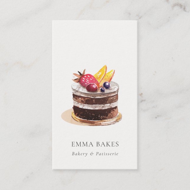 CHIC FRUIT BLOMMIGT CAKE PATISSERIE CUPCAKE BAKERY VISITKORT (Framsida)