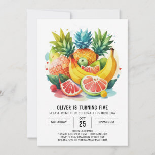 Chic Fruktiga Banana Birthday Inbjudningar