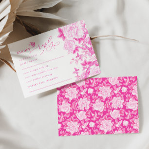 Chic Fuchsia Chinoiserie Bird Peony Bröllop OSA Kort