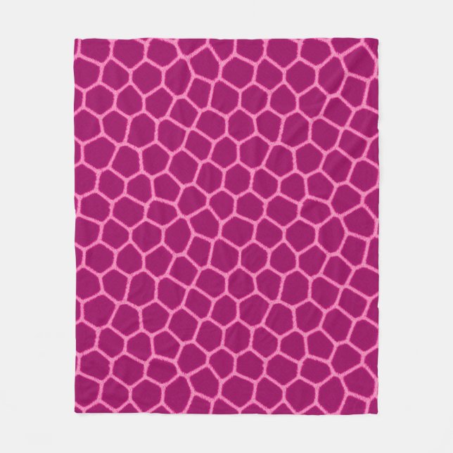 Chic Fuchsia Hetero Rosa Girafftryck Flanellfilt Fleecefilt (Framsidan)