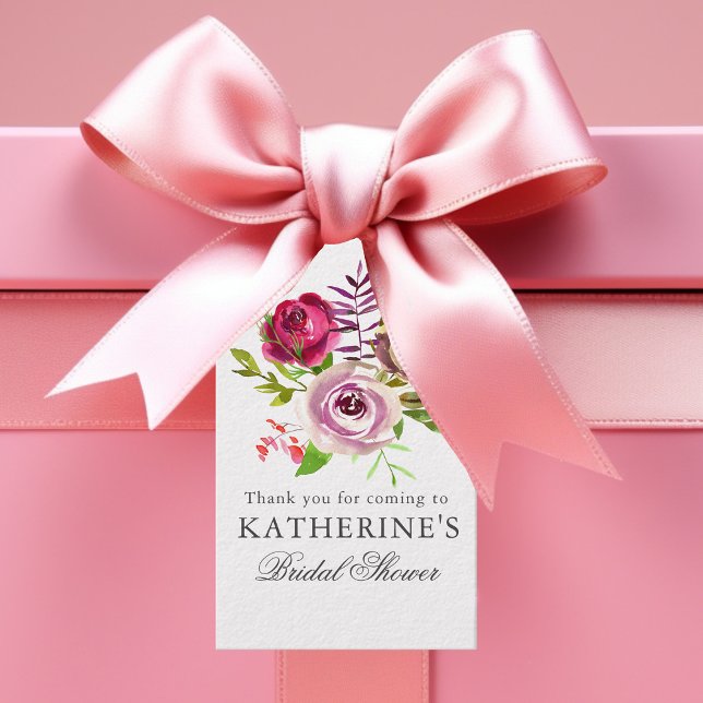 Chic Fuchsia Rosa Blommigt Anpassningsbar Möhippa Presentetikett (Skapare uppladdad)