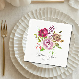 Chic Fuchsia Rosa Blommigt Romantic Garden Wedding Pappersservett