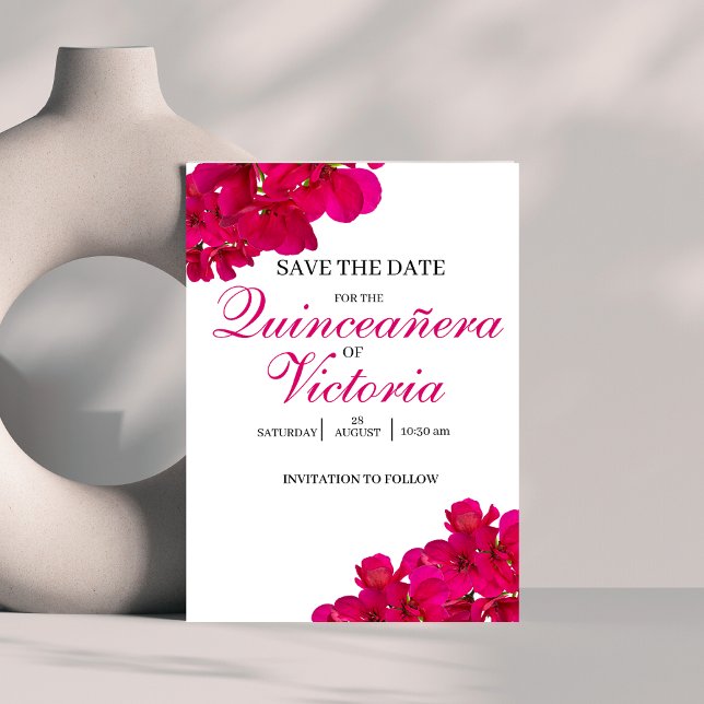 Chic Fuchsia & Shock rosa Quinceañera Spara Datumet (Skapare uppladdad)