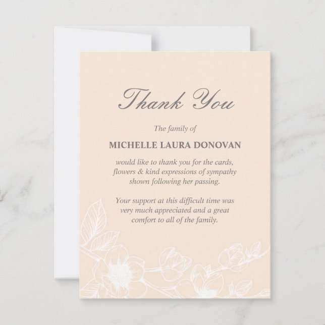 Chic Funeral Photo Tackkort  Magnolia Tack Kort (Framsida)