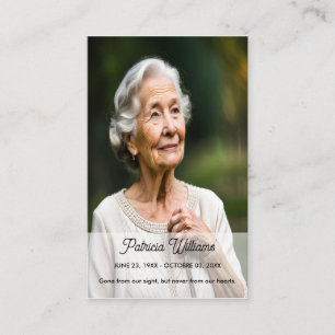 Chic Funeral Sympathy Memorial Prayer-fotokort Visitkort