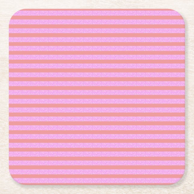 Chic Futuristiska Geometric Rand Rosa Underlägg Papper Kvadrat (Framsidan)