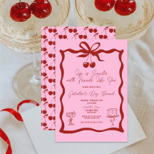 Chic Galentins dag Bow Rosa och Cherry Red