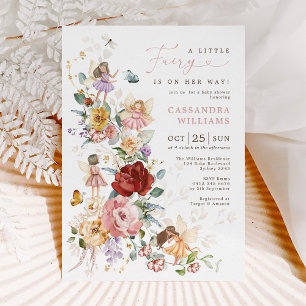 Chic Garden Blommigt Fairy Princess Girl Baby Show Inbjudningar