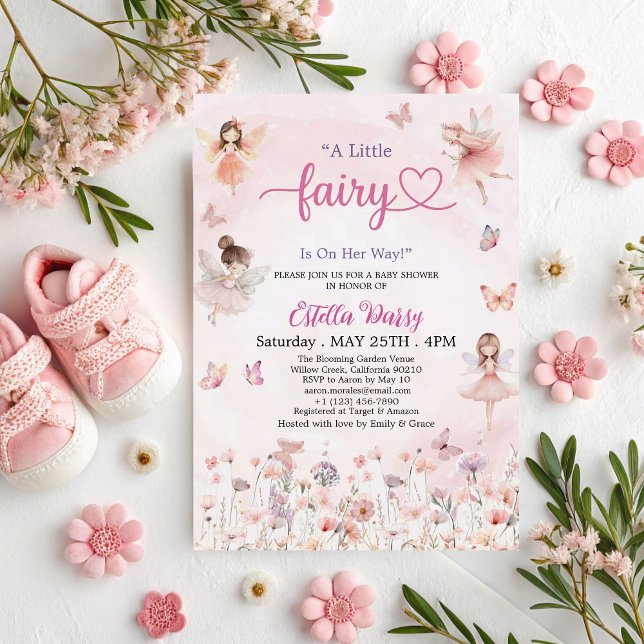 Chic Garden Blommigt Fairy Princess Girl Baby Show Inbjudningar (Skapare uppladdad)