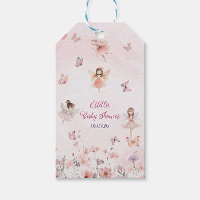 Chic Garden Fairy Princess Girl Baby Shower Presentetikett (Framsidan)