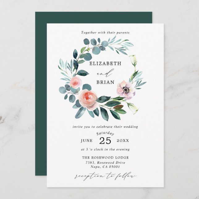 Chic Garden Ro Blommigt, inbjudan till utandningsb (Fram/baksida)