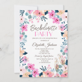 Chic Garden Rosa Flowers Bachelorette Inbjudningar