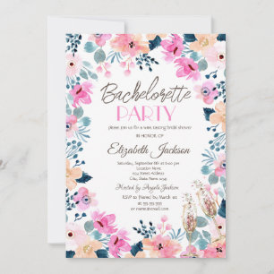 Chic Garden Rosa Flowers Bachelorette Inbjudningar