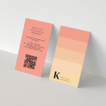 Chic Gentle Peach Ombre Classic Monogram QR- kod