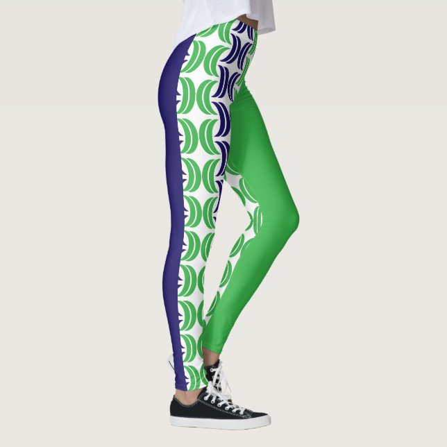 Chic Geometri: Blått Grönt Modern Leggings (Höger)
