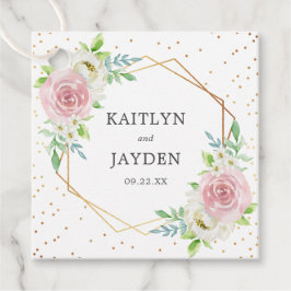 Chic Geometric Gold Foil Blommigt Bröllop Gåvor Etiketter