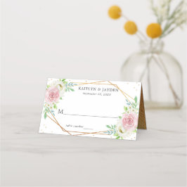Chic Geometric Gold Foil Blommigt Bröllop Placeringskort