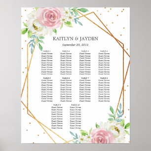 Chic Geometric Gold Foil Blommigt Bröllop Poster