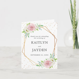 Chic Geometric Gold Foil Blommigt Bröllop Tack Kort