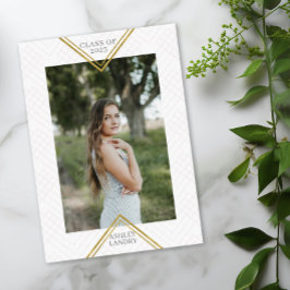 Chic Geometric Guld Ram Photo Studenten Inbjudningar