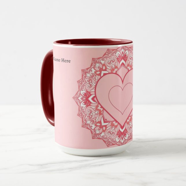 Chic Geometric Heart Mandala Personalized Mugg (Framsida vänster)