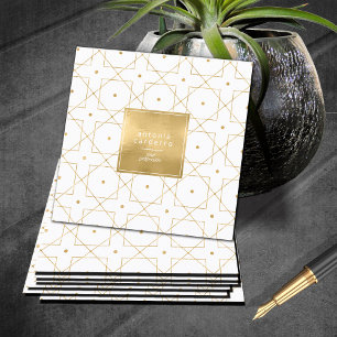 Chic Geometric Mönster Guld/White ID799 med fyrkan Fyrkantigt Visitkort