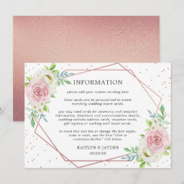 Chic Geometric Ro Gold Foil Blommigt Bröllop Info Inbjudningar