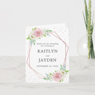 Chic Geometric Ro Gold Foil Blommigt Bröllop Tack Kort