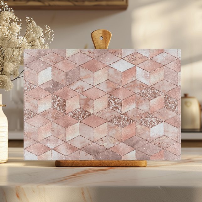 Chic Geometric Ro Guld Rosa Faux Foil Glitter (Skapare uppladdad)