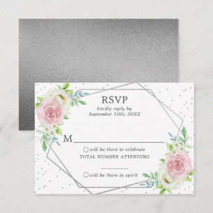 Chic Geometric Silver Foil Blommigt Bröllop OSA Inbjudningar