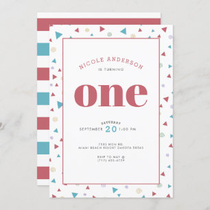Chic Geometric Triangle and Swirls First Birthday Inbjudningar