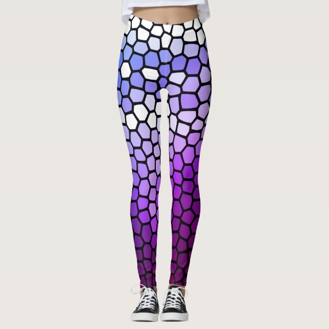 Chic Geometrisk Lila och vit Leggings (Framsida)