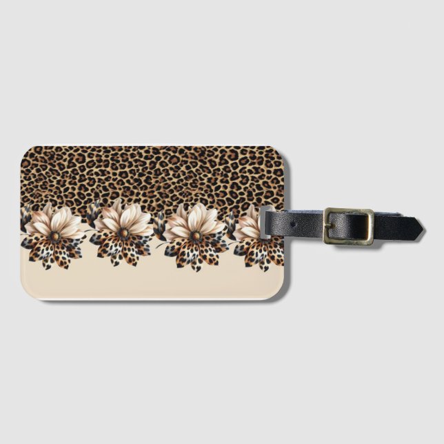 Chic Gepard Djurtryck & Blommor  Bagagebricka (Framsida horisontal)