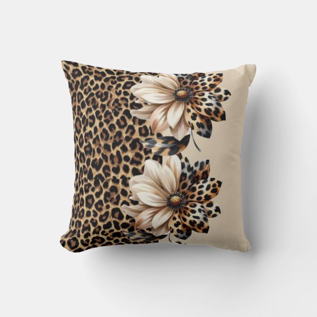 Chic Gepard Djurtryck & Blommor Bärbar Datordekal Kudde (Framsida)