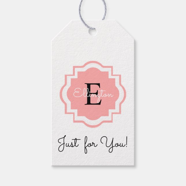 CHIC GIFT MÄRKRE_ "Bara för dig!" MONOGRAM-MÄRKRE Presentetikett (Framsidan)