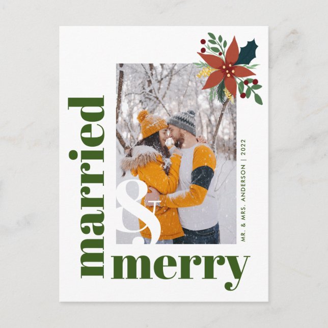 Chic Gift och Merry Photo jul Poinsettia Vykort (Framsida)