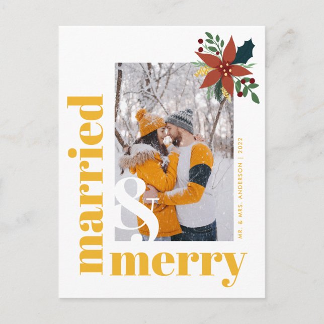 Chic Gift och Merry Photo jul Poinsettia Vykort (Framsida)