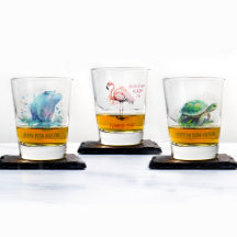 Chic Gift Watercolor Grönt Turtle - Shot glass