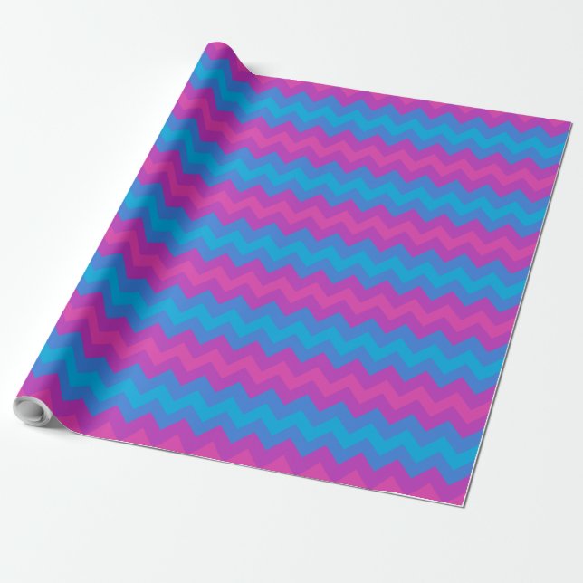 Chic Giftwrap Roll: Lila, Rosa, Blue Chevrons Presentpapper (Utrullad)