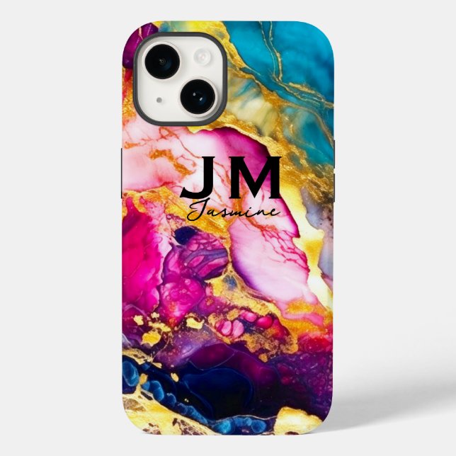 Chic, gigantisk marmor faux glitter monogram (Baksida)